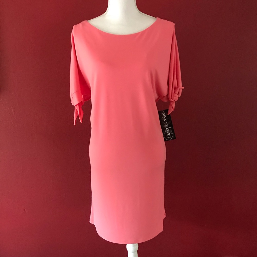 NWT: Nina Nicole coral dress w/detail on sleeves